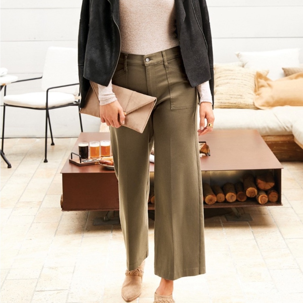 Evereve Olive Green Trousers Wide Leg Pants
